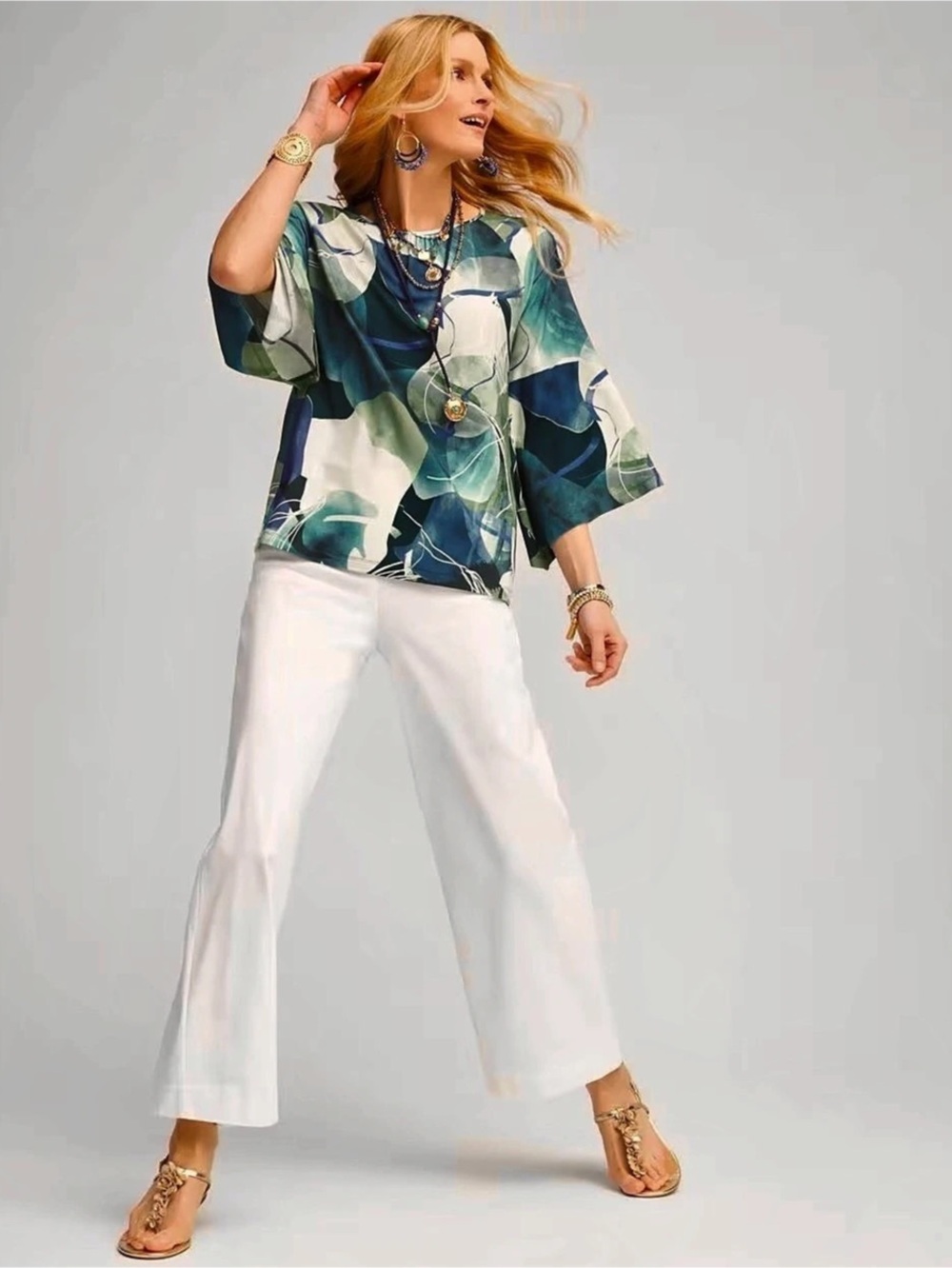 NWT Chico’s So Slimming Brigette Wide Leg Crop~Sea Salt